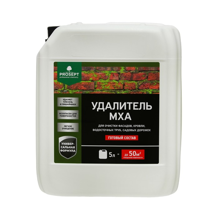 

Средство Удалитель Мха, для очистки фасадов, кровли, водосточных труб, садовых дорожек, готовый состав, 5 л