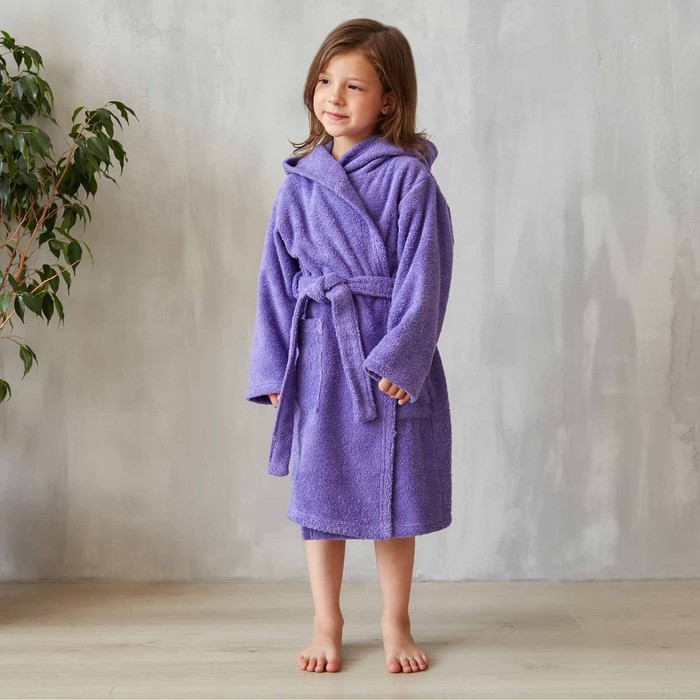 Халат махровый детский, размер 36, цвет фиолетовый, 320 г/м2 хлопок 100% с AIRO