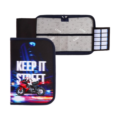 Пенал школьный, 1 секция, 14×21×4 см «Мото»