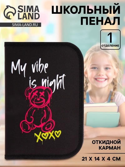 Пенал школьный, 1 секция, 14×21×4 см «Медведь»