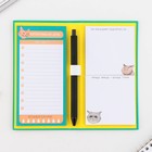 Блок бумаг для записей 30 листов, стикеры, ручка шариковая синяя 0.7 мм «Для котозаметок» . - фото 805564543