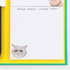 Блок бумаг для записей 30 листов, стикеры, ручка шариковая синяя 0.7 мм «Для котозаметок» . - фото 805564544