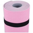 Коврик для фитнеса и йоги ONLYTOP, 183х61х0,6 см, цвет серый/розовый - Фото 15