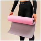 Коврик для фитнеса и йоги ONLYTOP, 183х61х0,6 см, цвет серый/розовый - Фото 8