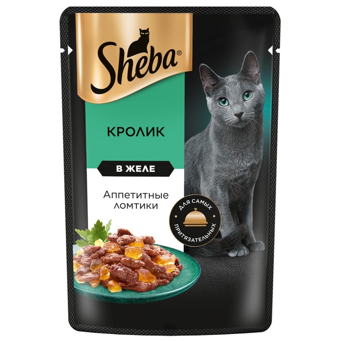 Влажный корм Sheba для кошек, кролик в желе, пауч, 75 г - Фото 1