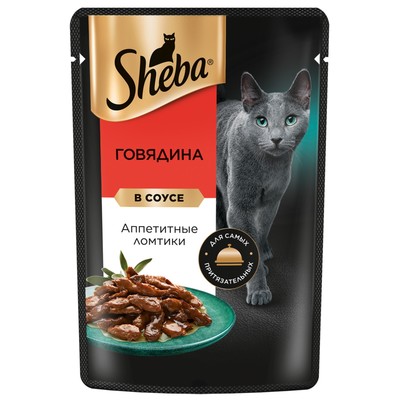 Влажный корм Sheba для кошек, ломтики в соусе говядина, пауч, 75 г