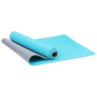 Коврик для фитнеса и йоги ONLYTOP, 183х61х0,6 см, цвет серый/голубой - фото 3898741
