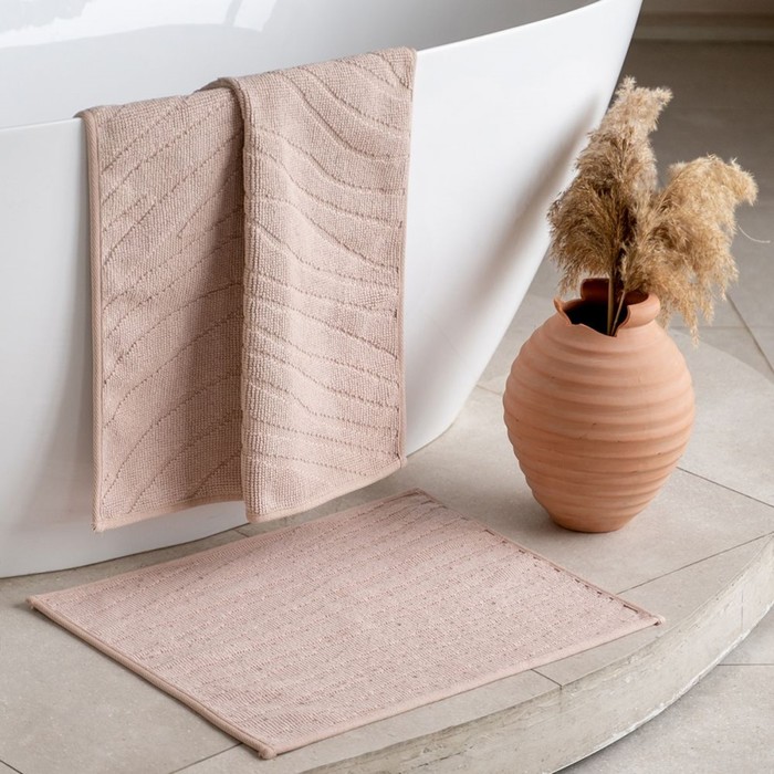 Комплект ковриков для ванны «Орта», размер 60х100 см,50х60 см, цвет пыльно-розовый