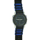Часы мужские, черный циферблат, силиконовый черно-синий ремешок - Фото 2