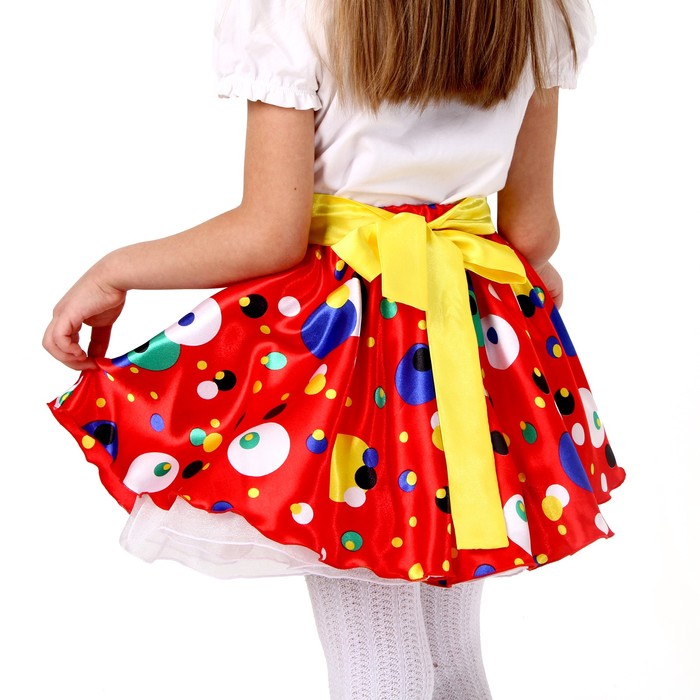 Карнавальная юбка для вечеринки красная в горох, повязка, рост 110-116 см - фото 1887133868