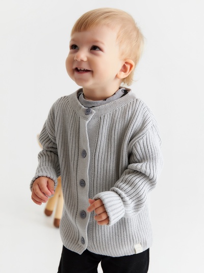 Кардиган вязаный Крошка Я, рост 68-74, серый