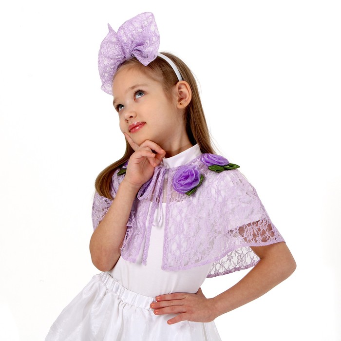 Карнавальный набор «Принцесса»: пелерина гипюр, ободок, рост 98-128 см - Фото 1