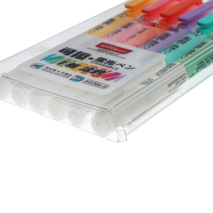 УЦЕНКА Набор маркеров-текстовыделителей «Пиши - стирай» 6 цветов, двусторонние - Фото 1