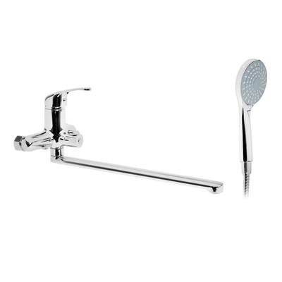 Смеситель для ванны «СоюзКран» 553-065, однорычажный, душевой набор, излив 350, цинк, хром