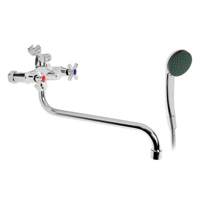 Смеситель для ванны «СоюзКран» 566-236, двухвентильный, душевой набор, излив 30 см, цинк, хром