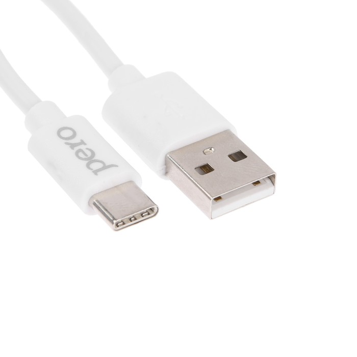 Кабель PERO DC-03 Type C - USB, 3 А, быстрая зарядка, 2м, белый - Фото 1