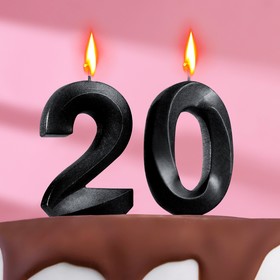 Свеча в торт юбилейная "Грань" (набор 2 в 1), цифра 20, мокрый асфальт, 6,5 см