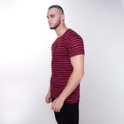 Футболка мужская в полоску, цвет бордовый, размер 50 - фото 22262247