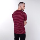 Футболка мужская в полоску, цвет бордовый, размер 50 - фото 22262248