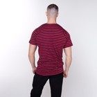 Футболка мужская в полоску, цвет бордовый, размер 50 - фото 22262249