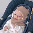 Комплект детский KinDerLitto «Орсетто», 2 предмета: шапка, снуд, возраст 0-3 месяцев, цвет бежевый - Фото 2