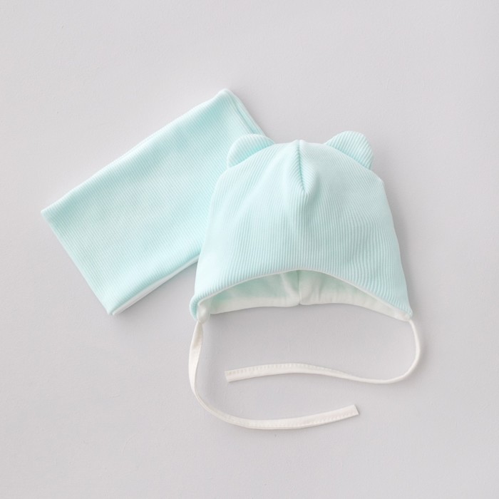 Комплект детский KinDerLitto «Орсетто», 2 предмета: шапка, снуд, возраст 6-12 месяцев, цвет мята - Фото 1