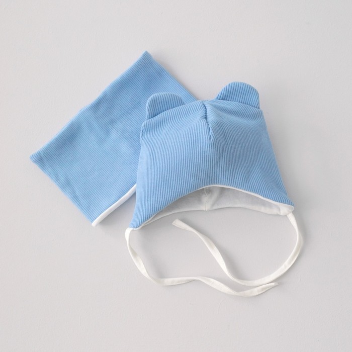 Комплект детский KinDerLitto «Орсетто», 2 предмета: шапка, снуд, возраст 3-6 месяцев, цвет небесно-голубой - Фото 1