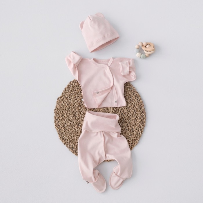 Комплект детский KinDerLitto «Первые цветы-2», 3 предмета, рост 50-56 см, цвет розовая пудра