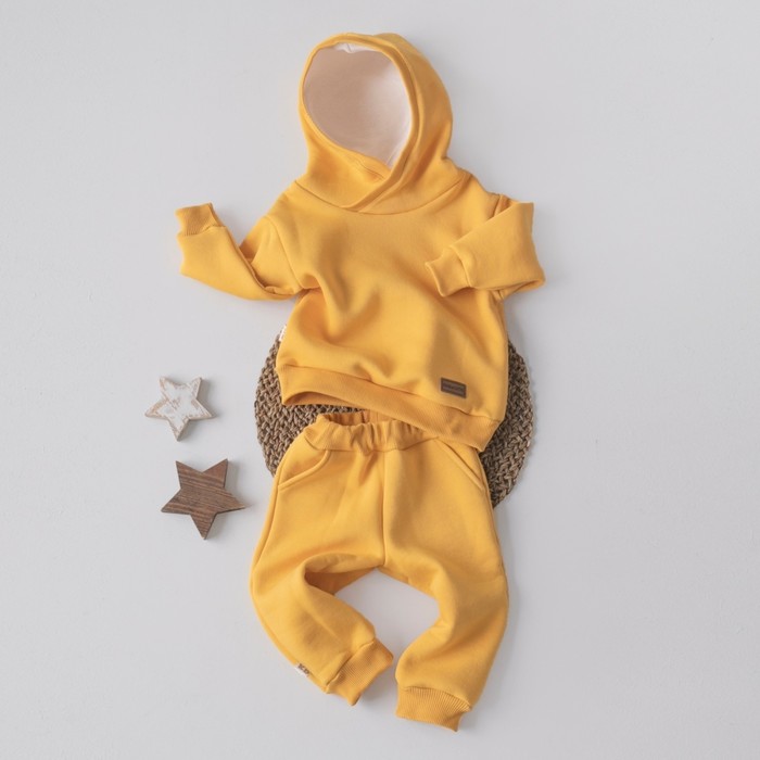 Костюм детский спортивный KinDerLitto «Оверсайз», 2 предмета: худи, штаны, рост 86-92 см, цвет горчица