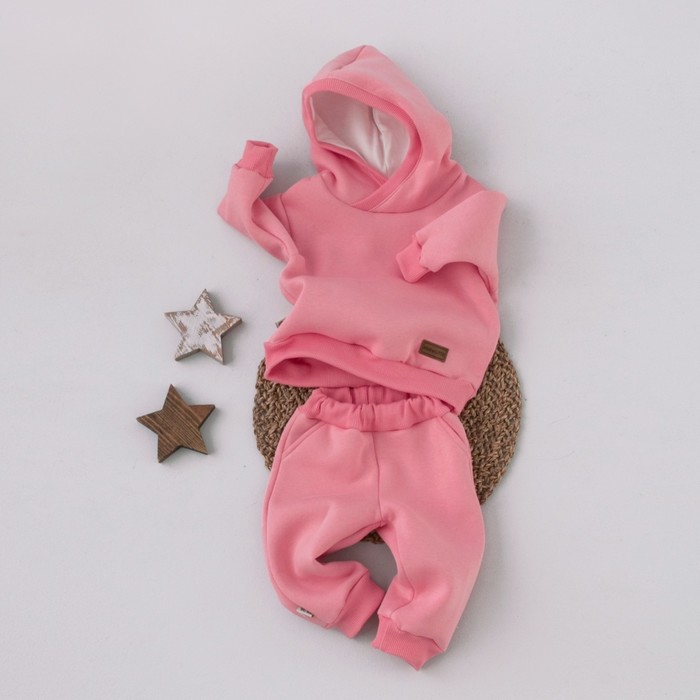 Костюм детский спортивный KinDerLitto «Оверсайз», 2 предмета: худи, штаны, рост 74-80 см, цвет коралл