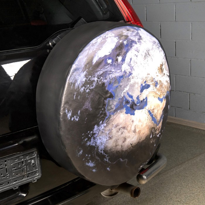 Чехол запасного колеса Skyway «Земля», R15, диаметр 67 см, экокожа полиэстер - Фото 1