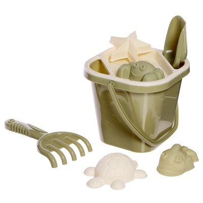 Набор игрушек для песочницы «Полынь», 8 предметов: совок, грабли, сито, ведерко, 4 формочки