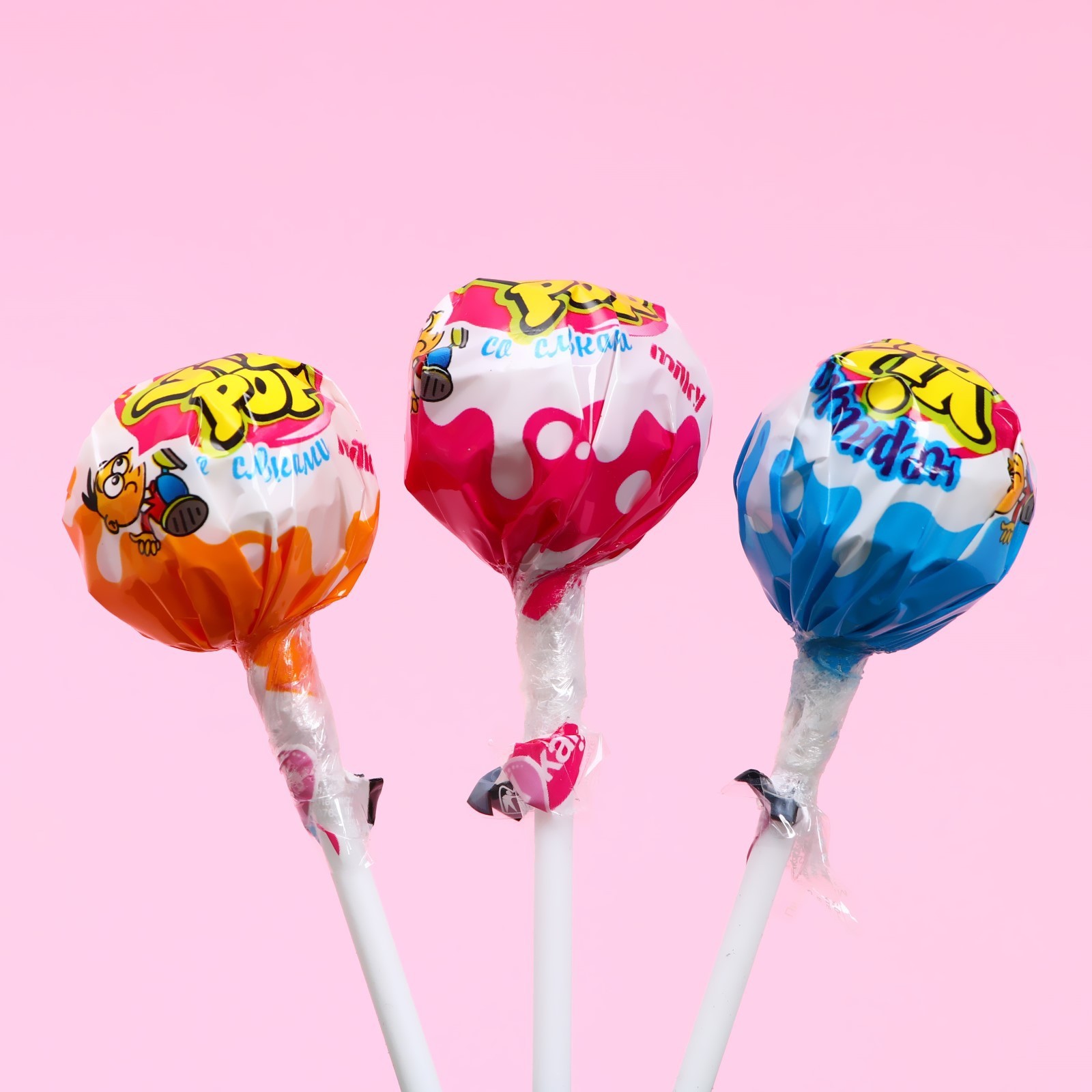 Леденцы карамельные на палочке "vil Pop" 3d, 30гр*50шт*6бл. Milk Lollipop.