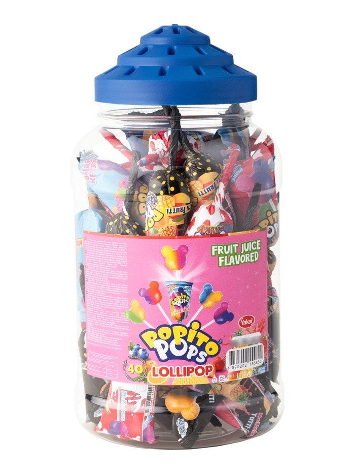 Леденец на палочке Popito Pops банка, 15 г - Фото 1
