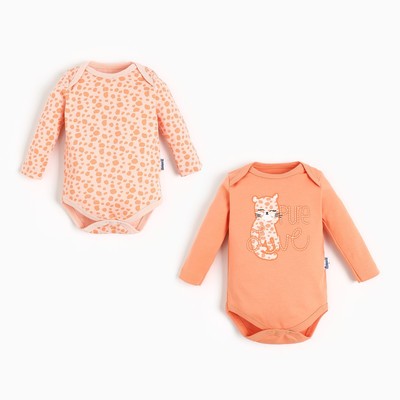 Боди детский (2 шт.), цвет оранжевый, рост 68 см