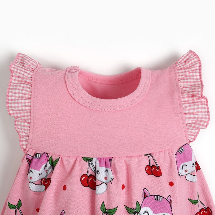 Полукомбенизон (боди-платье) для девочки, цвет розовый, рост 56см