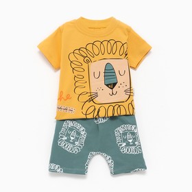 Комплект (футболка/шорты) детский, цвет жёлтый/зелёный, рост 80см