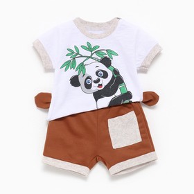 Комплект (футболка/шорты) детский, цвет коричневый, рост 62см