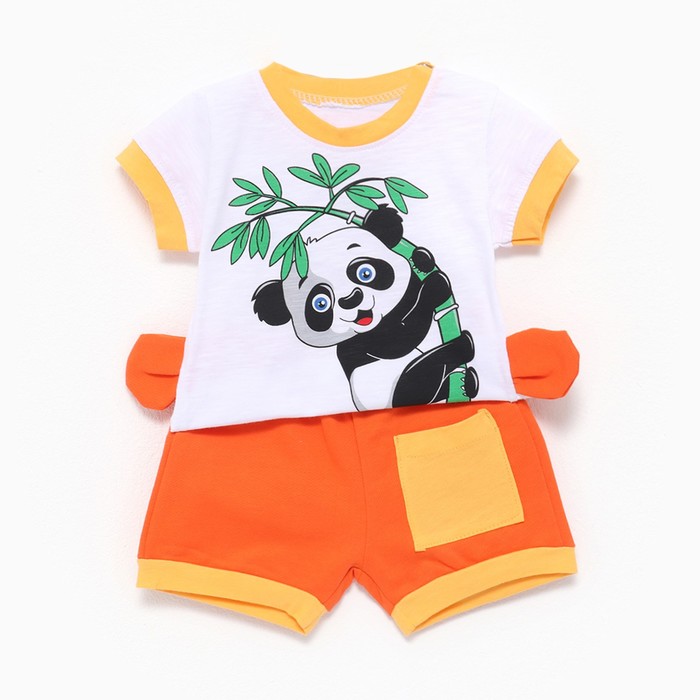 Комплект (футболка/шорты) детский, цвет оранжевый, рост 62см
