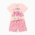 Пижама (футболка/шорты) для девочки, цвет персик/розовый, рост 80см - фото 10541678