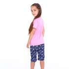 Пижама (футболка/шорты) для девочки, цвет розовый/синий, рост 92см - Фото 4
