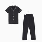 Пижама (футболка/брюки) для мальчика, цвет чёрный, рост 140см - фото 10541746