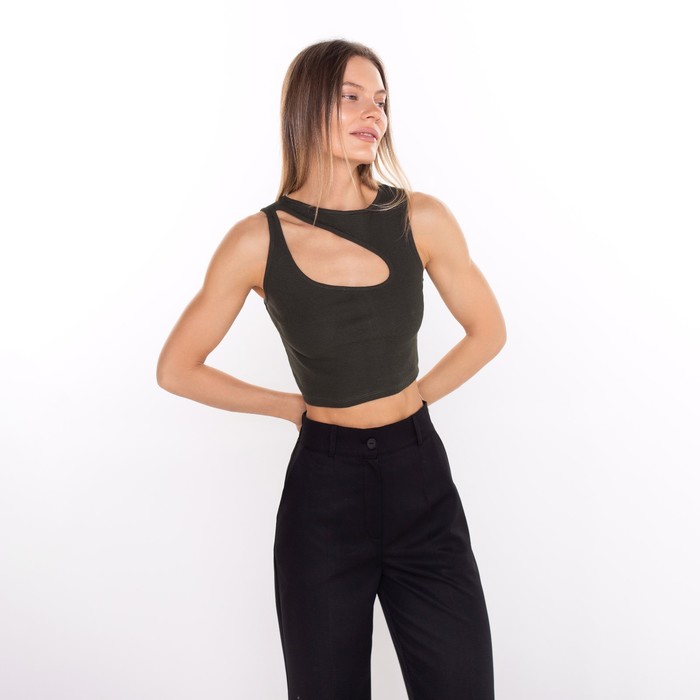 Топ женский, цвет темно-зеленый хаки, размер 44 (M) - Фото 1