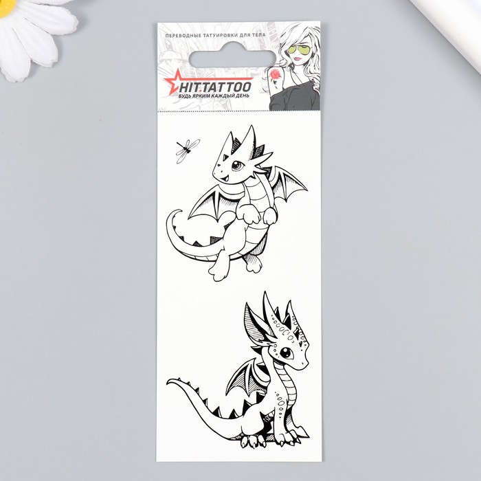 Татуировка на тело "Дракончики" 5,6 х12 см - Фото 1