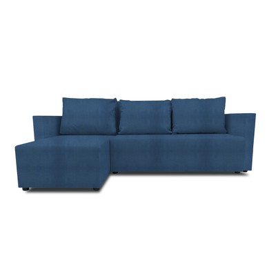 Угловой диван «Алиса 3», еврокнижка, велюр bingo, цвет denim