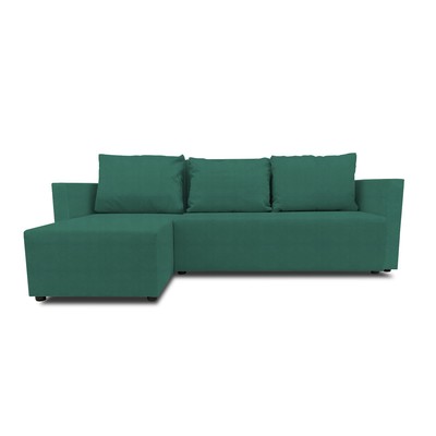 Угловой диван «Алиса 3», еврокнижка, велюр bingo, цвет green