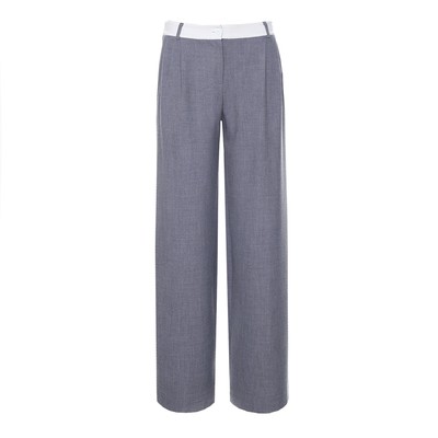 Брюки женские с контрастным поясом MIST, размер 48, серые