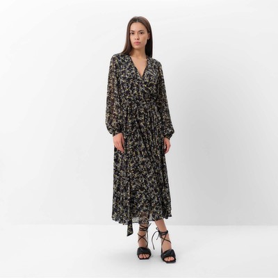 Платье с поясом миди женское MIST, размер 44, чёрное