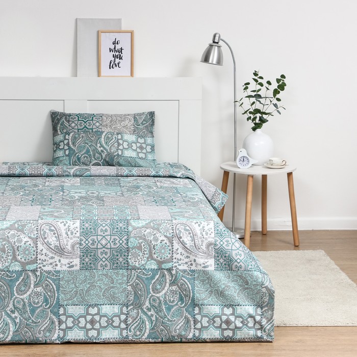 Постельное бельё 1,5сп Экономь и Я Blue mosaic 143х215см, 145х214см, 50х70см-1шт, 60г/м2, микрофибра