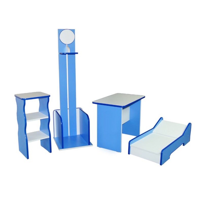 Игровой набор «Больница», стол, стойка для лекарств, ростомер, кушетка, цвет синий
